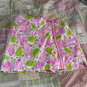 Lilly Pulitzer Pink and Green Mini Skort - size 12- Tiger pattern
